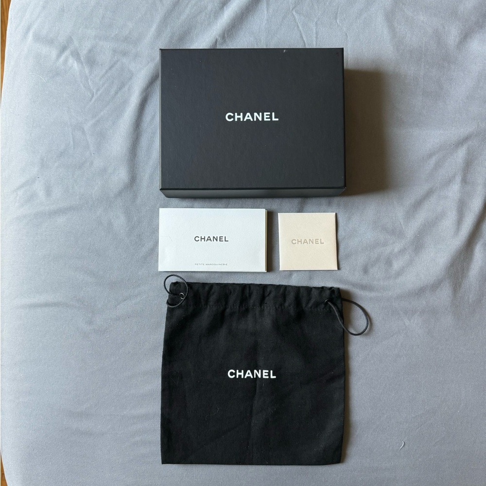 Authentic Chanel box, dustbag and tag inserts.